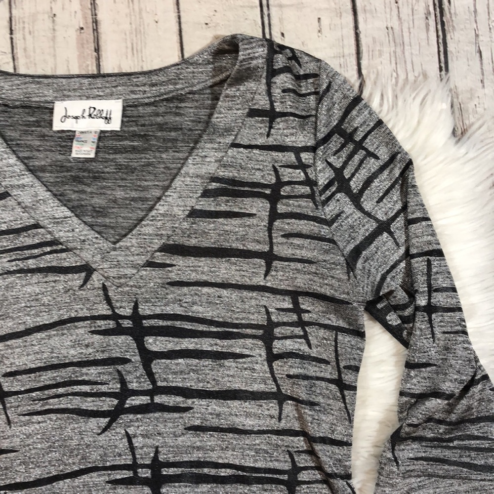 Joseph Ribkoff Shimmer Geometric Asymmetrical Top - Picture 5 of 11